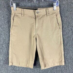Volcom Shorts Boys 14Y 27 Waist‎ Beige Casual Slash Pockets Polyester Blend